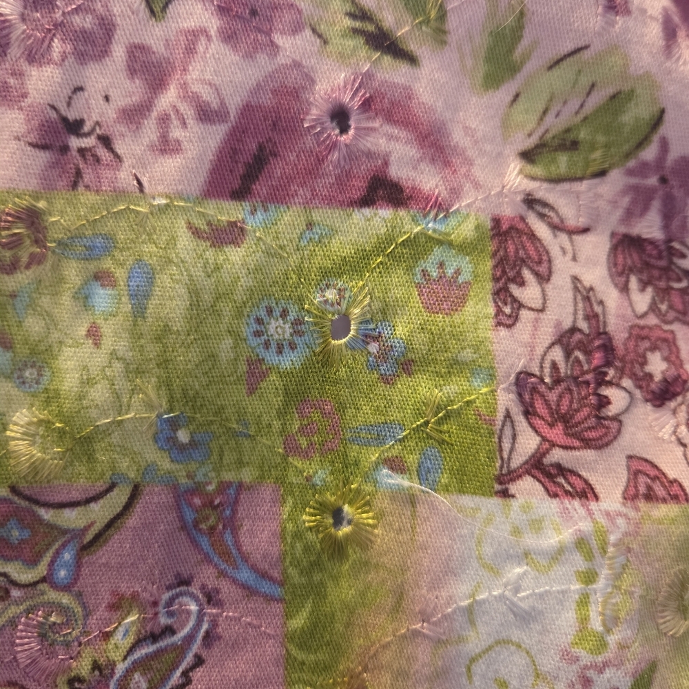 Pastel Floral Patchwork Snap Closure Embroidered … - image 5